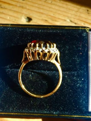 Antique Italian garnet/diamond ring.  14K gold.  Size 6.  5 3