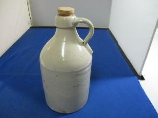 Antique Small 6 1/2 In Salt Glazed Stoneware Crock Jug Handthrown Applied Handle