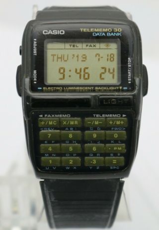 Vintage Casio Digital Watch Calculator Telememo 30 Data Bank Dbc - 30