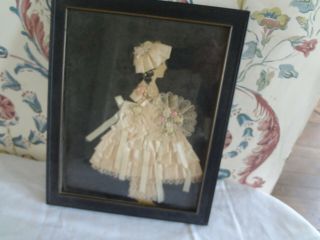Vintage Ribbon Lace Dress Paper Doll Framed 9 X 11