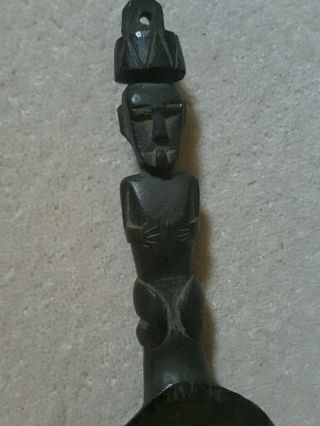 Antique Carved Wooden Oceanic Scoop With A Figure