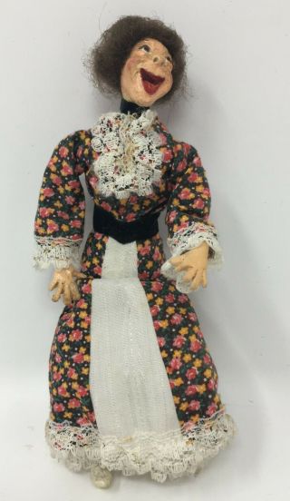 Vintage Artisan Dollhouse Doll House Woman With Large Red Smile