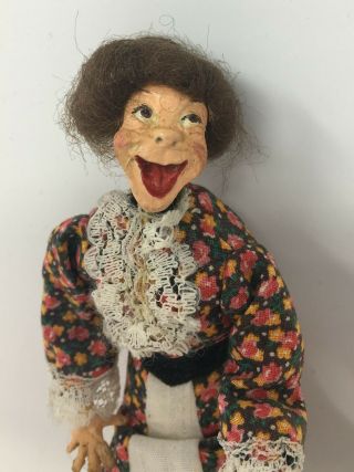 Vintage Artisan Dollhouse Doll House Woman With Large Red Smile 2