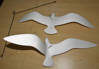 Vintage John Perry Seagull 2 Birds In Flight Mobile 16 " Sculpture Art Dated 1972