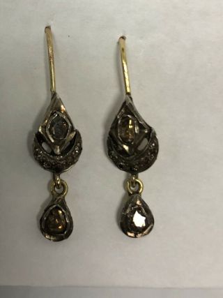 18k Silver Georgian Or Earlier Antique Diamond Earrings Stunning