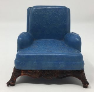 Vintage Renwal Dollhouse Furniture Plastic Blue Chair No L - 75