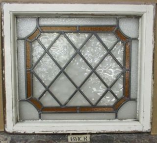 MIDSIZE OLD ENGLISH LEAD STAINED GLASS WINDOW Bordered Diamonds 23.  75 