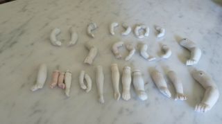 27 Antique Bisque Porcelain Doll ARMS/From Germany 1800 ' s/Mixed styles & sizes 2