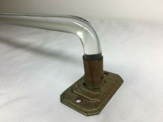 Vintage Bent Clear Glass Towel Rod 18” Antique Art Deco Chrome Bathroom Rail