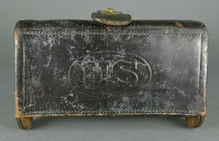 Antique Indian War Us M1874 Infantry Soldier Leather Cartridge Box Case