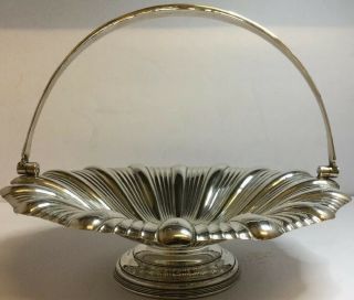 Antique Vintage James Dixon & Sons Silver Plate Handled Fruit Bowl Centerpiece