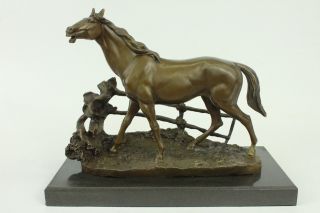 Solid Bronze P.  J.  Mene Horse Head Sculpture Bust Marble Base Stable Art Deco