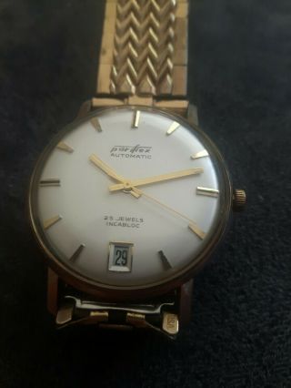 Vintage Rare Pariflex Automatic Swiss Mens Armbanduh Watch 25 Jewels.