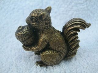 Lost Wax Hot Cast Miniature Bronze Squirrel Eating Acorn 2