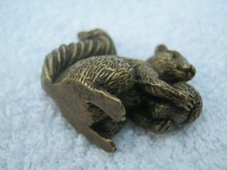 Lost Wax Hot Cast Miniature Bronze Squirrel Eating Acorn 3