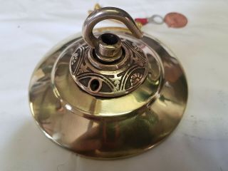 Large 105mm Ceiling Rose Chandelier Hook French Brass Copper Vintage Old C1920