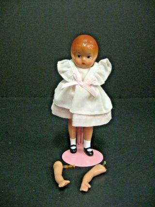 Vintage Effanbee Wee Patsy 5 " Doll With Stand And Outfit