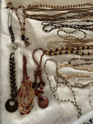 Antique Seed,  Nuts,  Wood,  Shells Beads Tribal Necklaces