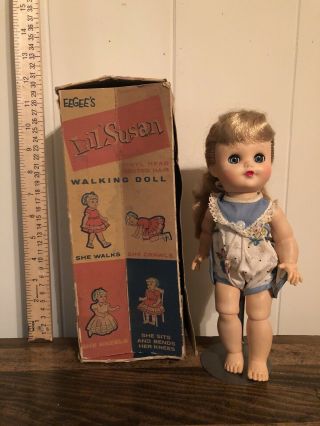 Vintage Eegee’s Blonde Lil Susan Walking Jointed Doll With Box