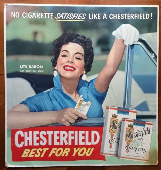 Rare 21 " Store Cigarette Advert Sign Auth 1950 