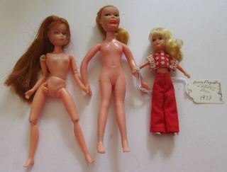 Vintage 1973 Miss Matchbox Doll Penny Playmate Lesney 5”,  2 Other Dolls