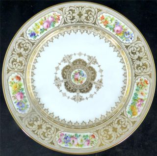 N516 Antique 19th Century French Sevres Style Porcelain Plate Flowers Gilt C