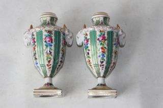 Pair Sevres French France Porcelain Pottery Vases Signed Marked Antique 19th C