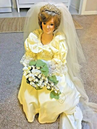 Danbury 1987 Princess Diana Doll Bride Royal Wedding Dress Vintage W/ Stand