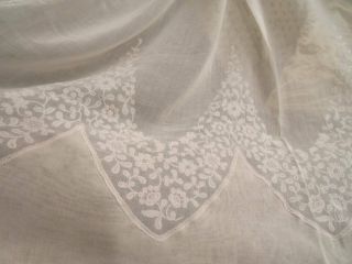 Fabulous Vintage/Antique French Voile Embroidered Chateau Curtains 2