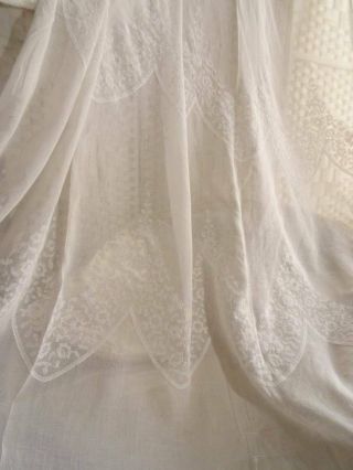 Fabulous Vintage/Antique French Voile Embroidered Chateau Curtains 7
