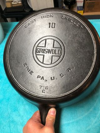 Vintage Antique Griswold Cast Iron Skillet 10 716 C