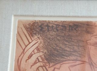 Etienne Ret signed and framed art print Girl w Mandolin 52/100 3