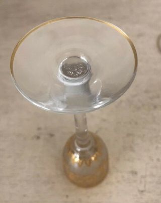 Antique Set Pair Gold Rim Ornate Cordial Liquor Shot Port Glasses Moser Crystal 7