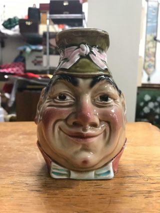 Vintage Jolly Man With Cap Ii Antique French Majolica Toby Jug