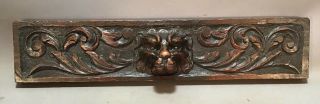 19thc Antique Victorian Carved Wood Lion Bust Old Architectural Estate Salvage