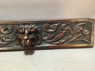 19thC Antique VICTORIAN CARVED Wood LION BUST Old ARCHITECTURAL Estate SALVAGE 3