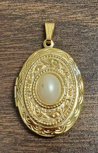 1920 Vintage Antique Pearl On Gold Plated Locket Pendant For Necklace