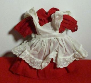 1949 Tagged Toni Doll Dress - Red W/ White Pinafore -