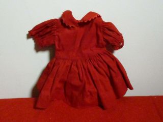 1949 Tagged Toni Doll Dress - Red w/ white pinafore - 2
