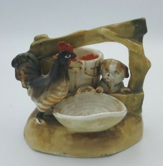Antique Pottery Chicken / Dog Spill Vase