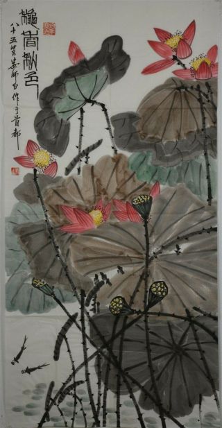 Fine Large Chinese Painting Signed Master Qi Baishi Unframed V6817