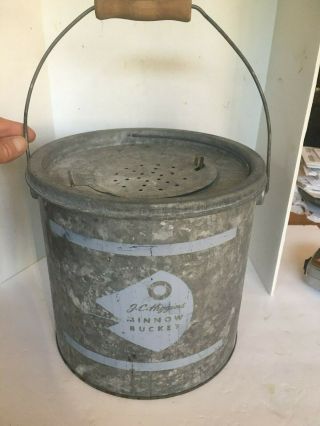 Vintage J C Higgins Galvanized Minnow Bucket