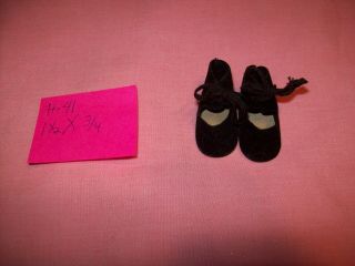 Cute Vintage Black Tie Felt Doll Shoes For Small Size Doll 1 1/2 " X 3/4 " H - 41