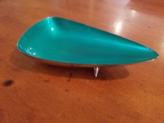 Vintage Reed & Barton Green Enameled Silver - Plated Dish Bowl Mid Century 9 4
