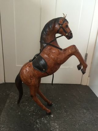 Antique Wooden/leather (?) Horse Statue