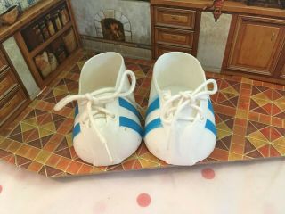 For 16 " Doll Lace Up Blue & White Vintage Cpk Cabbage Patch Shoes Good Cond Htf