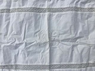 2 Antique Edwardian Cotton Lace And Embroidery Decorated Pillow Shams