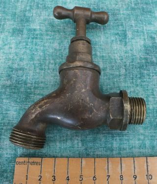 RECLAIMED VINTAGE SOLID BRONZE COLD WATER TAP GREAT PATINA (2) 5