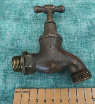 RECLAIMED VINTAGE SOLID BRONZE COLD WATER TAP GREAT PATINA (2) 6
