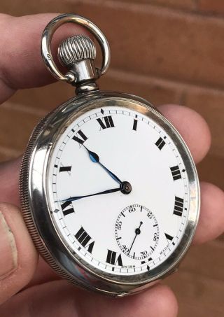 A Gents Fine Quality Antique Solid Silver Open Face Pocket Watch,  1918.